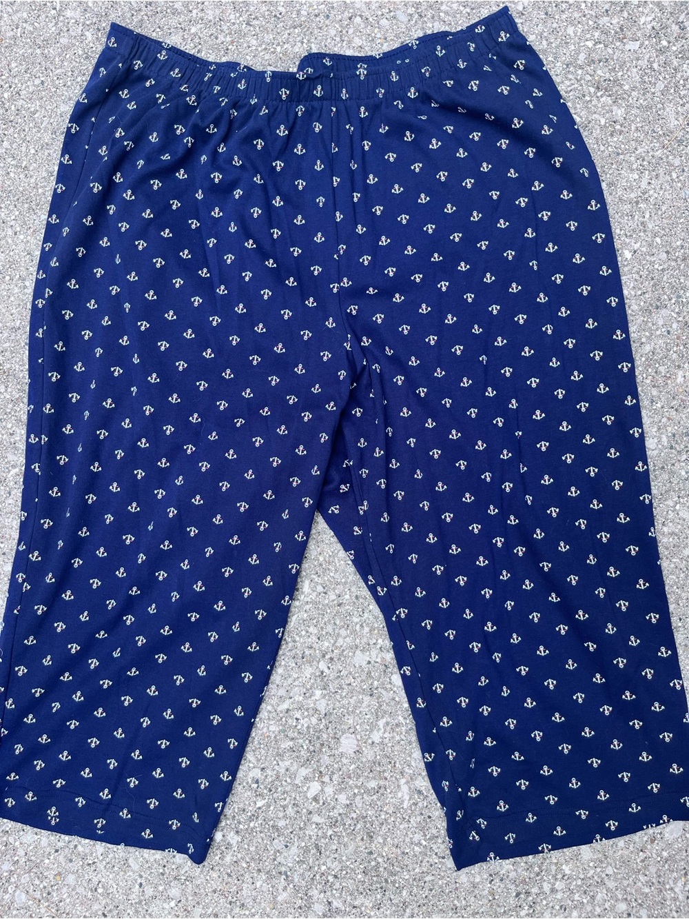 Cathy Daniels Navy Anchor Print Pull-On Capri Pants 2X Nautical